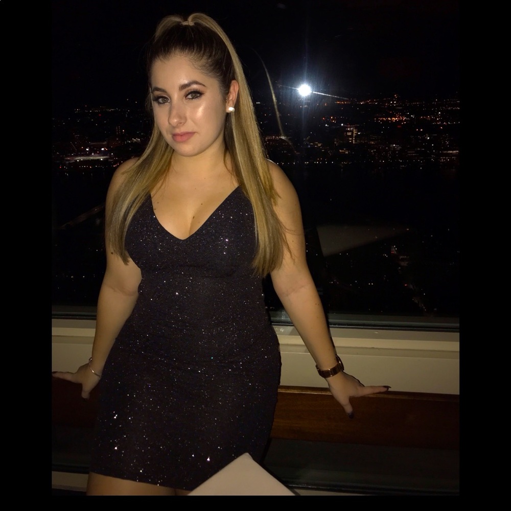 Windsor Black Mini Sparkly Dress with Scoop Back